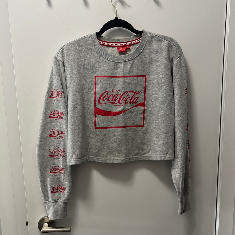 Coca-Cola Gray Cropped Sweatshirt